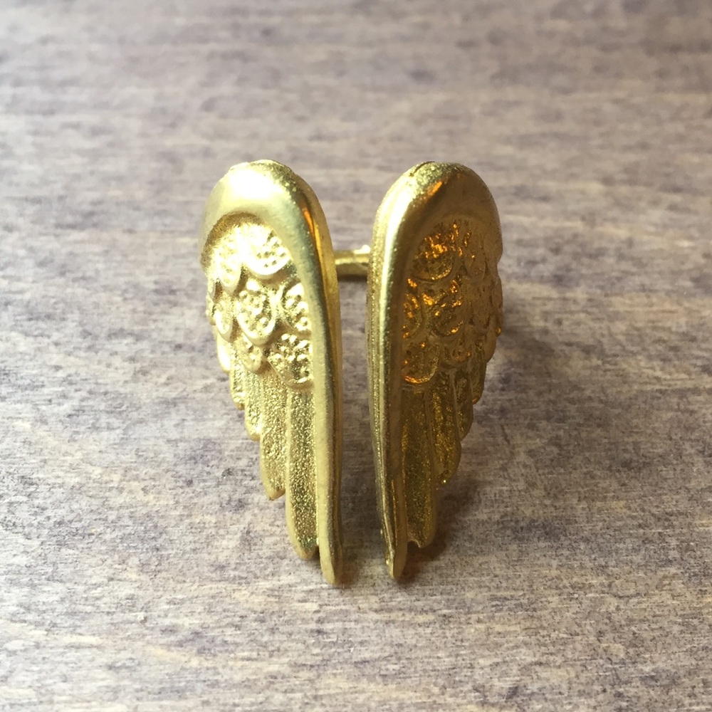 Brass angel wings ring